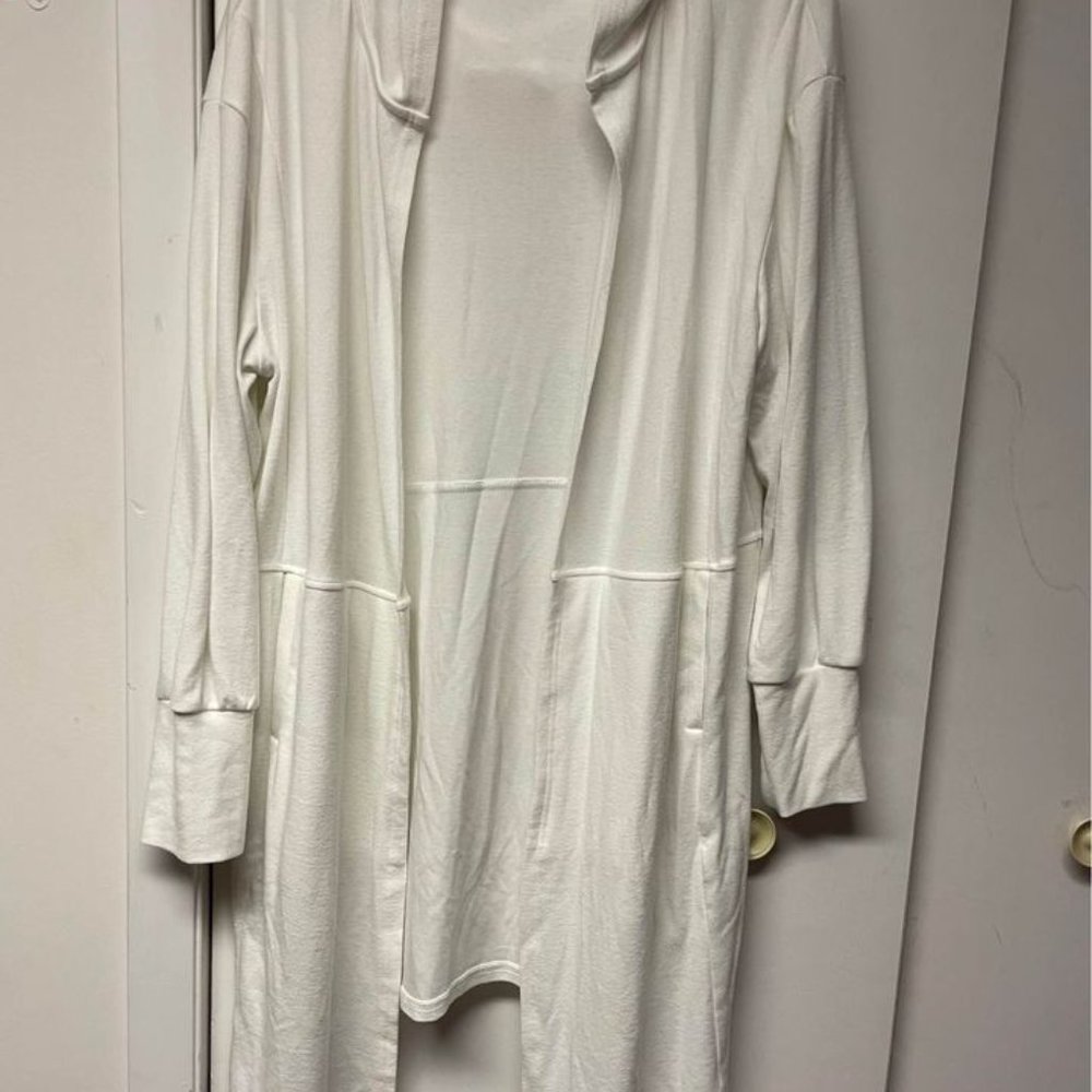 White Side Splits Open Front Hooded Cardigan women’s size large - Picture 3 of 5